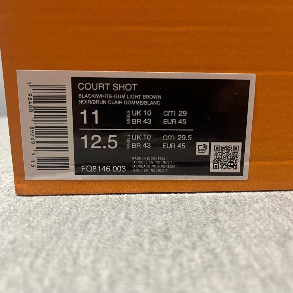 Nike Court Shot Black White Gum Bottom Sneaker Men's Shoe Size 11 FQ8146-003​​ - Picture 11 of 11